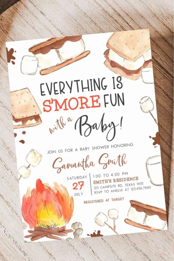 s'more baby shower theme