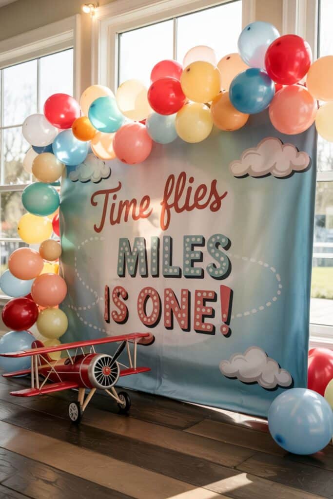 first birthday themes - time flies