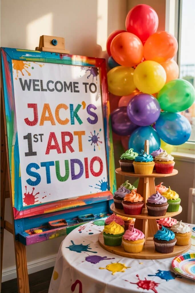 first birthday party themes  - little artist birthday party