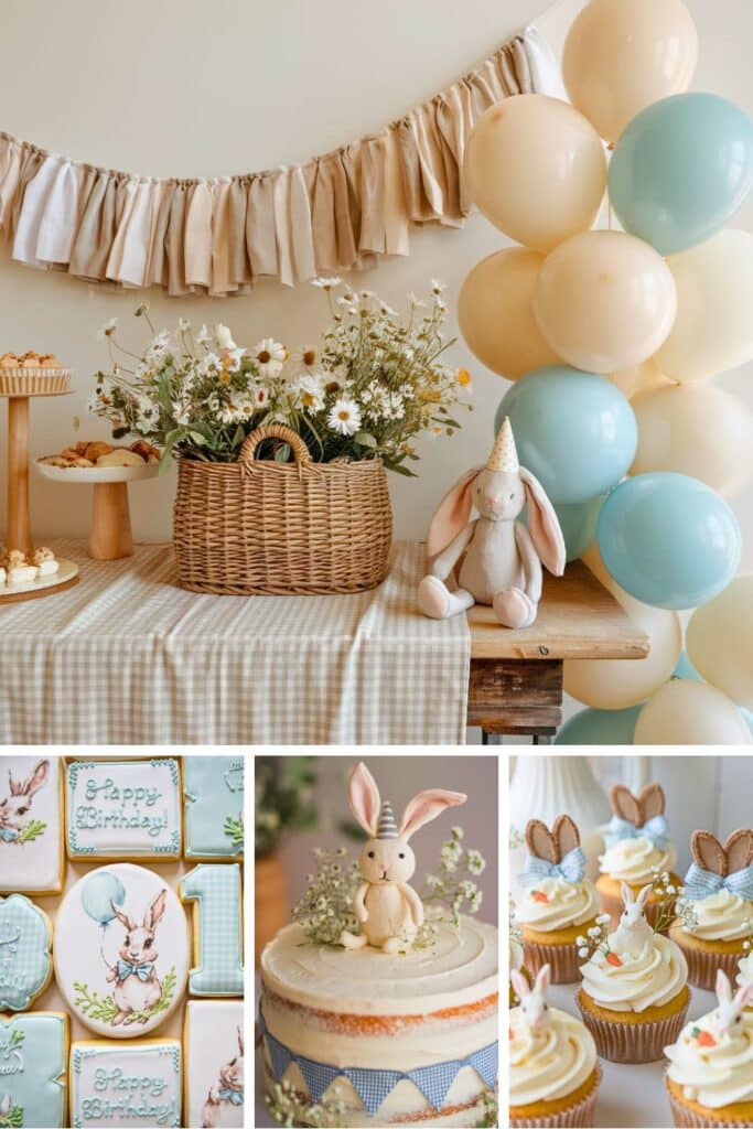 first birthday themes - bunny first birthday party boy