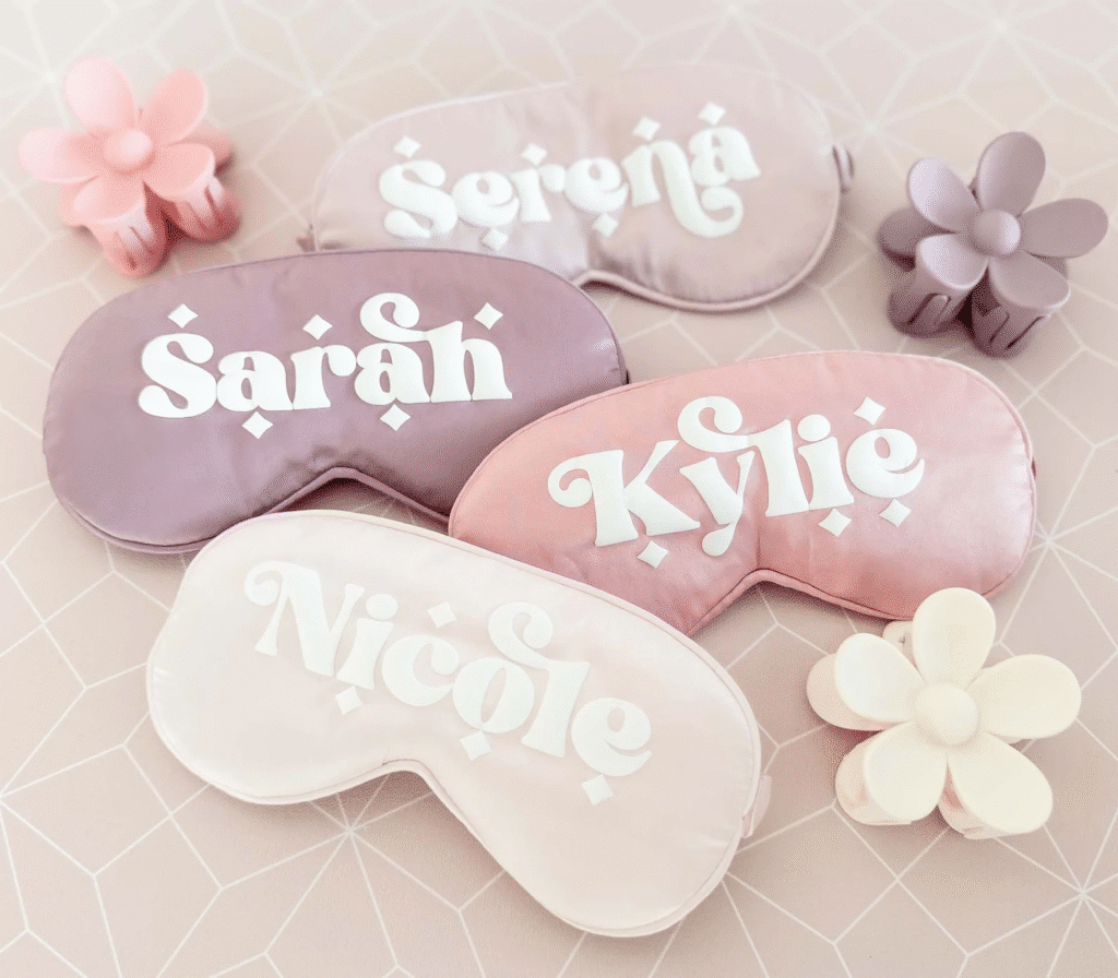 Personalized Sleep Mask Gift Idea for Bridesmaid Gifts Bachelorette Party Favors for Women Satin Sleep Eye Mask 