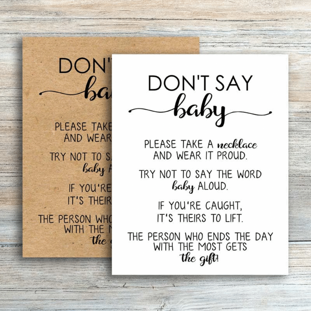 Don't Say Baby Game, Don't Say Baby Printable, Don't Say Baby Baby Shower Game, Necklace Game, Clothespins Game Sign,Kraft Baby Shower Games