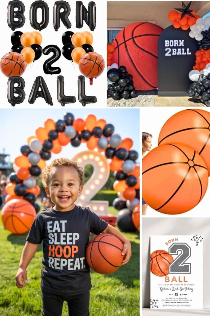 second birthday boy theme - born two ball - basketball 
