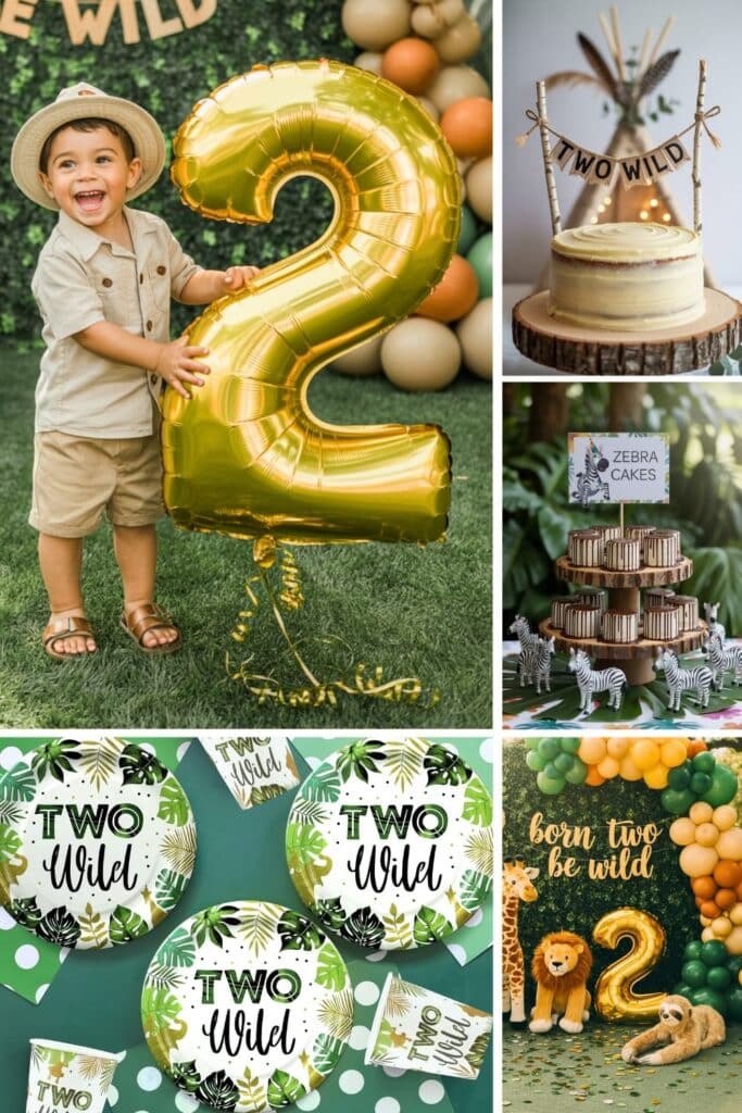 second birthday party themes - born two be wild