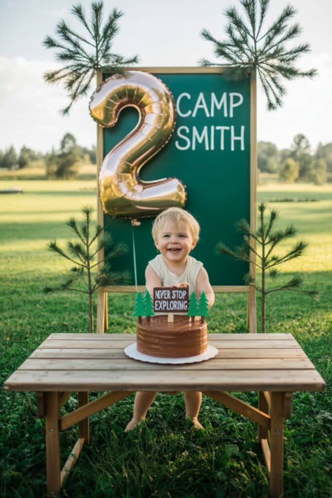 2nd birthday themes for a boy - happy camper turns two