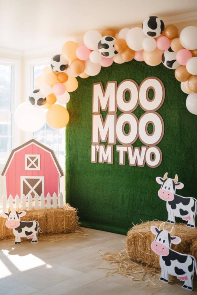 2nd birthday for girl ideas - moo moo i'm two