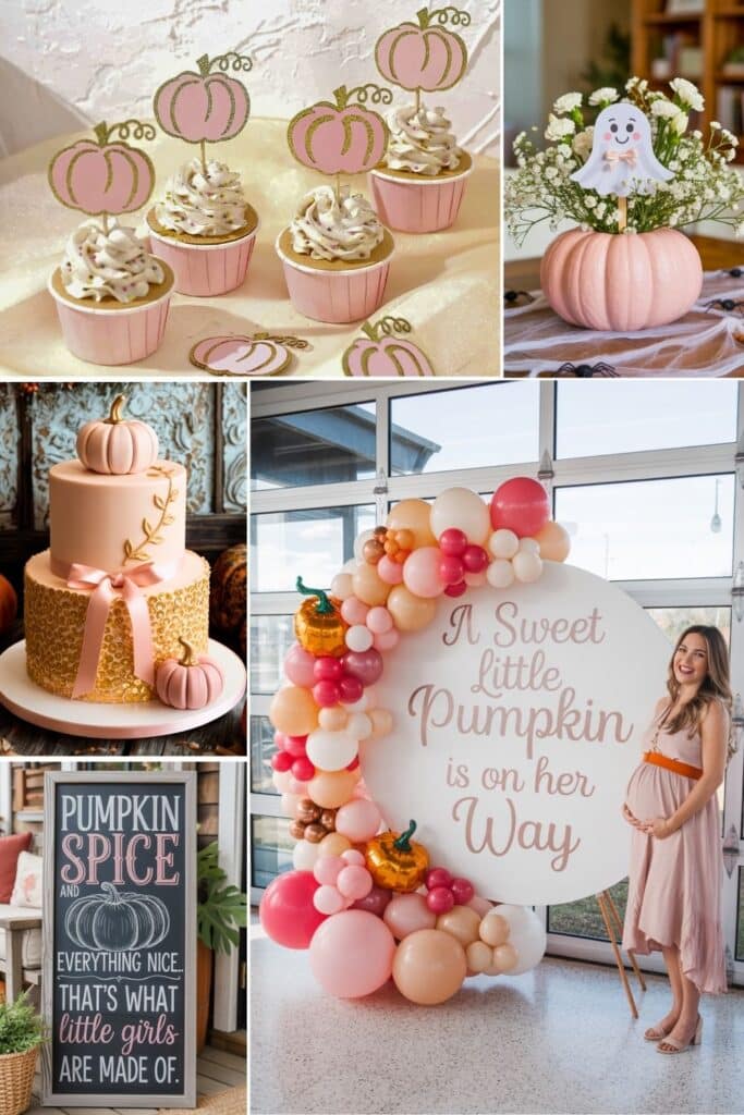 hallowen baby shower heme - pink pumpkin baby shower