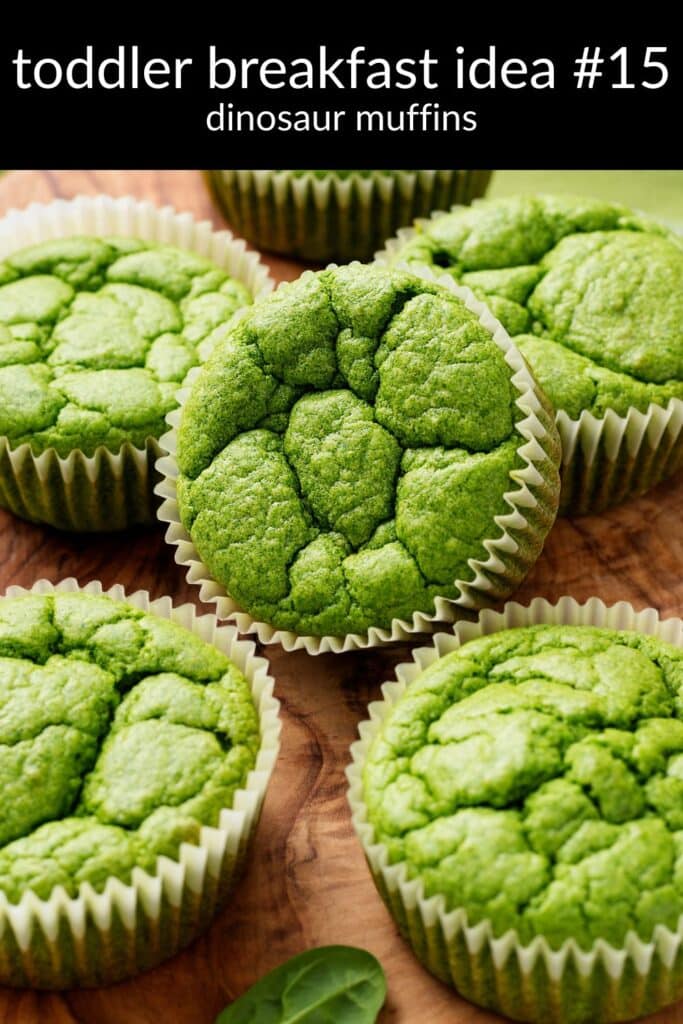 toddler breakfasts - dinsosaur spinach muffins