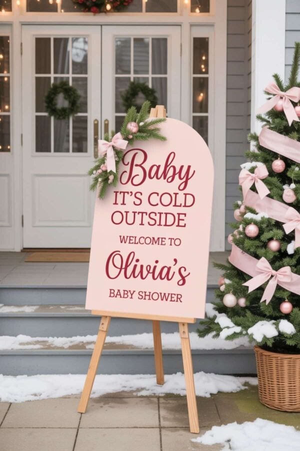 baby it's cold outside winter baby shower theme welcome sign