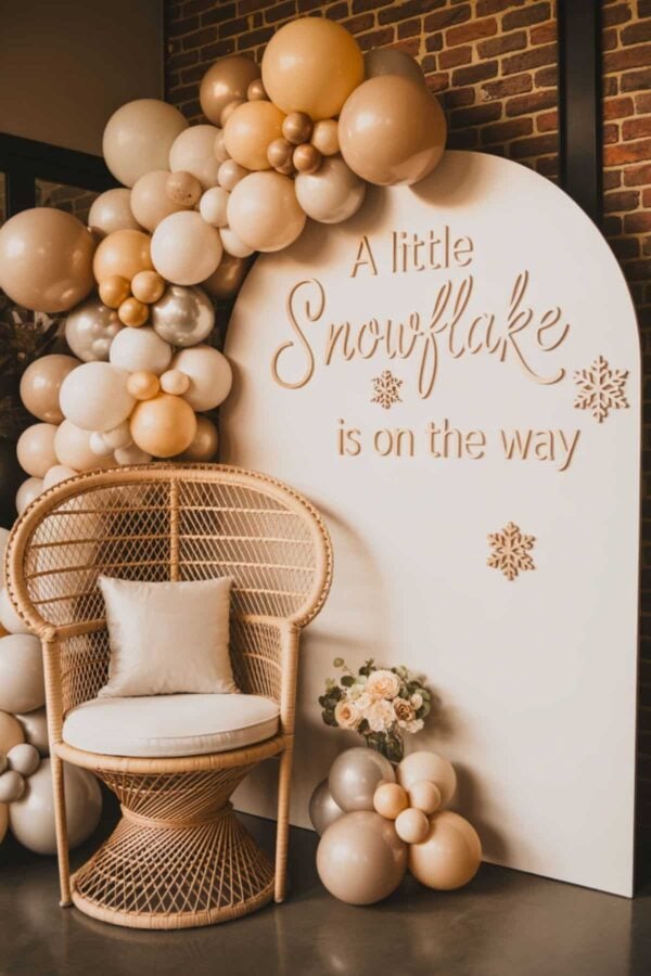 a little snow flake is on the way baby shower theme photo backdrop