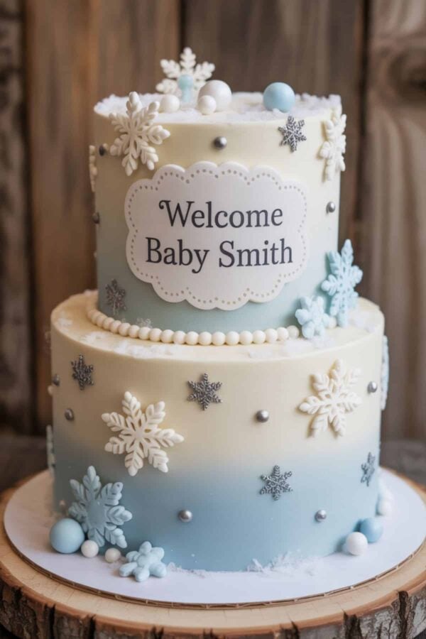winter wonderland baby shower cake