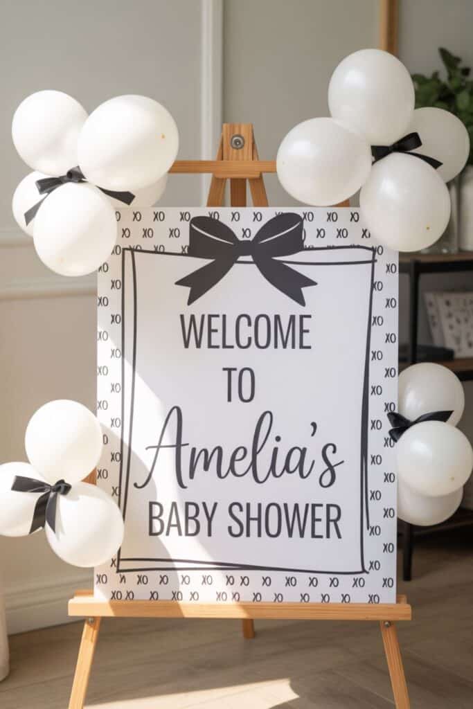 february baby shower themes - xo black and white shower