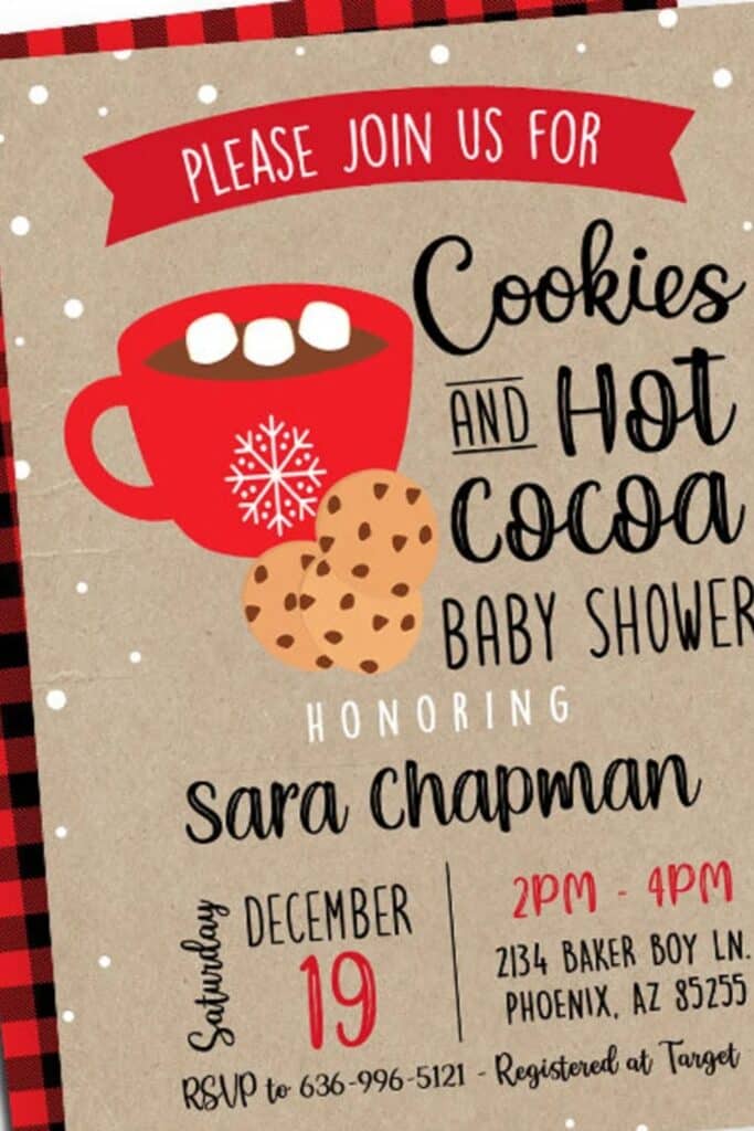 january baby shower themes - cocoa and cookies