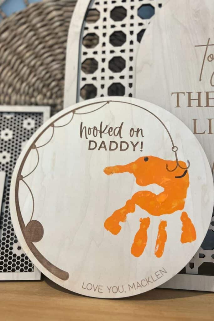 baby handprint fish craft hooked on daddy fathers day gift idea