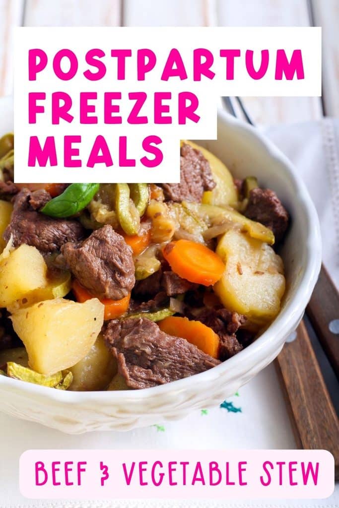 Beef and Vegetable Stew: Hearty beef and vegetable stew with carrots and potatoes in a bowl