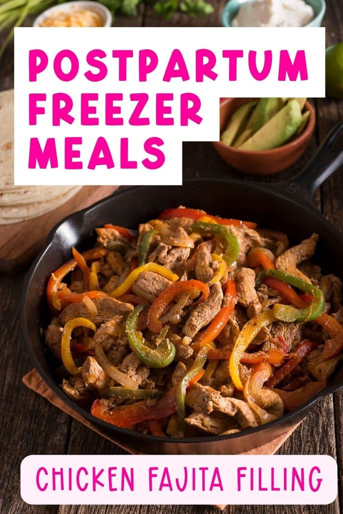 Chicken Fajita Filling: Chicken fajita filling with peppers and onions, a freezer meal for new moms