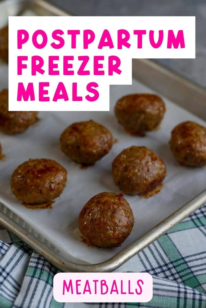 Turkey Meatballs: Cooked turkey meatballs portioned for freezing